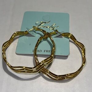 Gold Wavy Hoop Earrings • Medium 2” Statement Hoops • Lightweight Jewelry